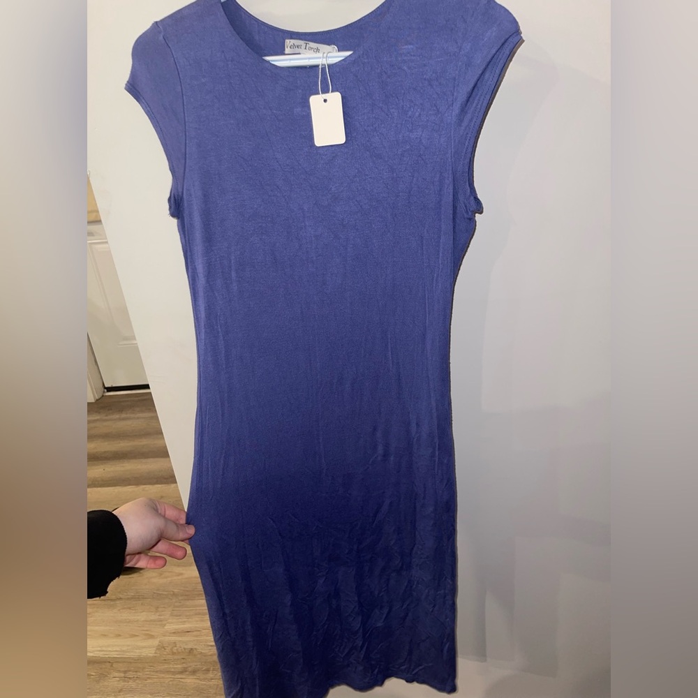 Velvet Torch Women's Midi Dress in Navy Blue